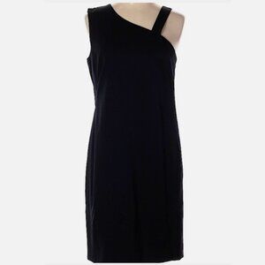 Pauw Amsterdam Black Wool One Shoulder Strap Sheath Cocktail Dress Lined US 10 L